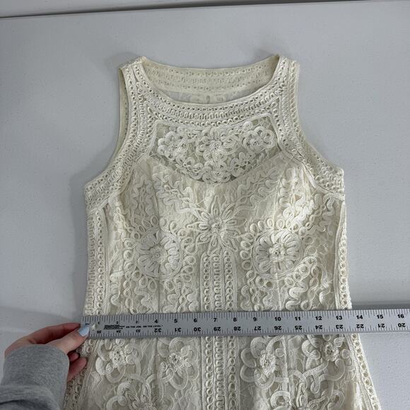 Sue Wong Nocturn Dress Womens 4 Cream Lace Sheath Bridal Cocktail Embroidered - Picture 10 of 14